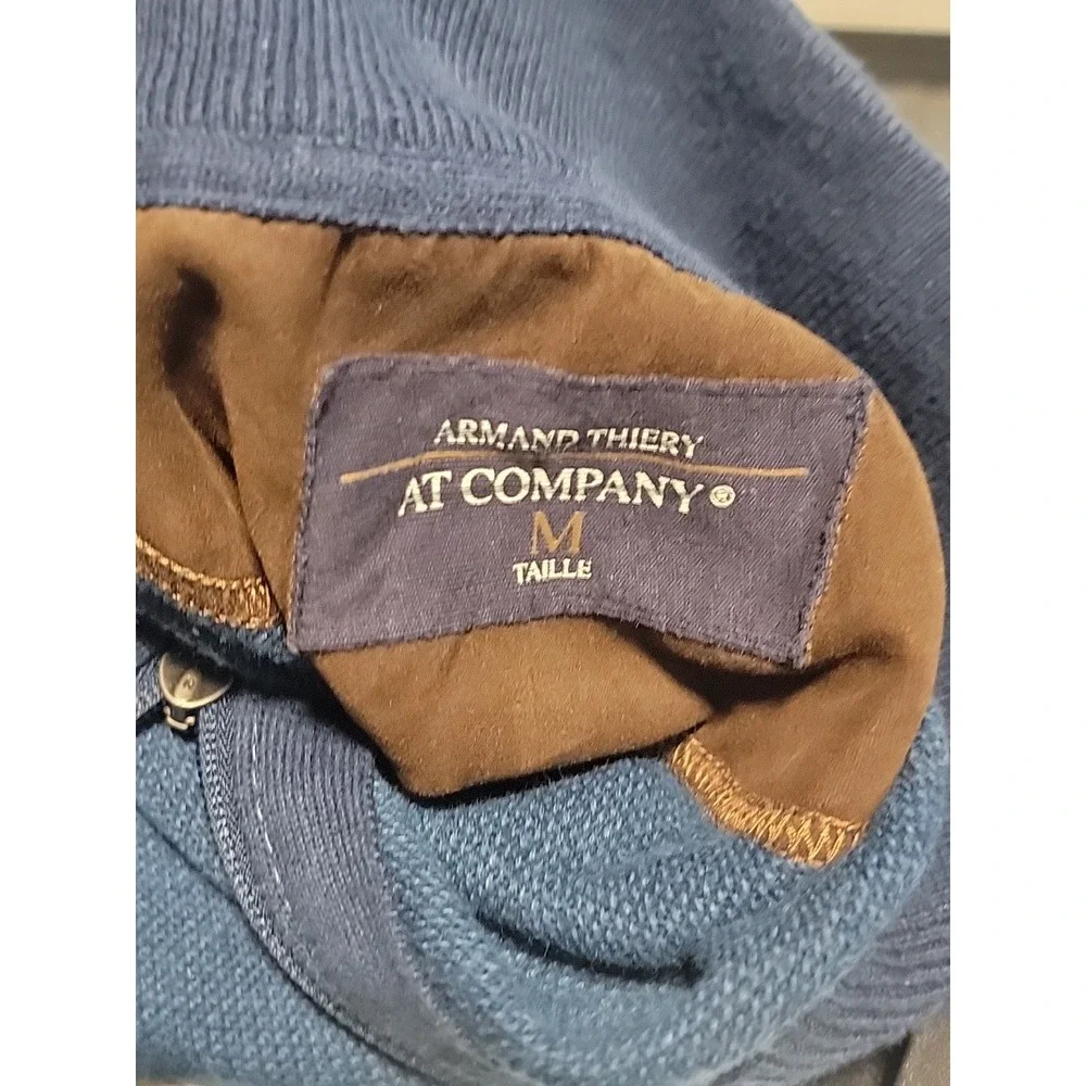Armand Thiery AT Company Mens‎ Size Medium 1/4 Zip Sweater Blue Pullover - Picture 3 of 3